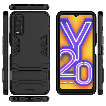 For Vivo Y20 Supporting Kickstand Plastic + TPU  Hybrid Phone Case Shell