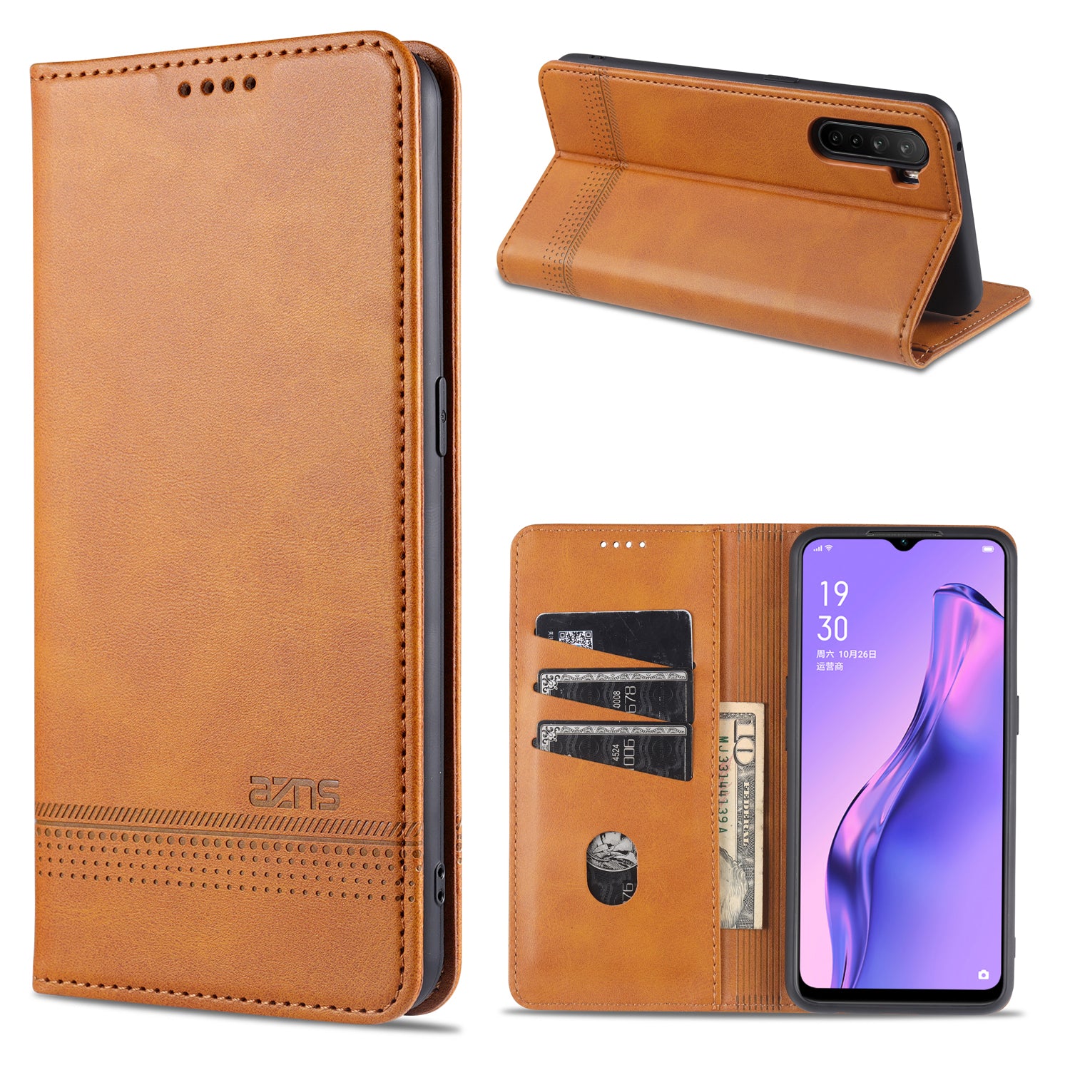 AZNS Auto-absorbed Leather Wallet Stand Case for OPPO A91