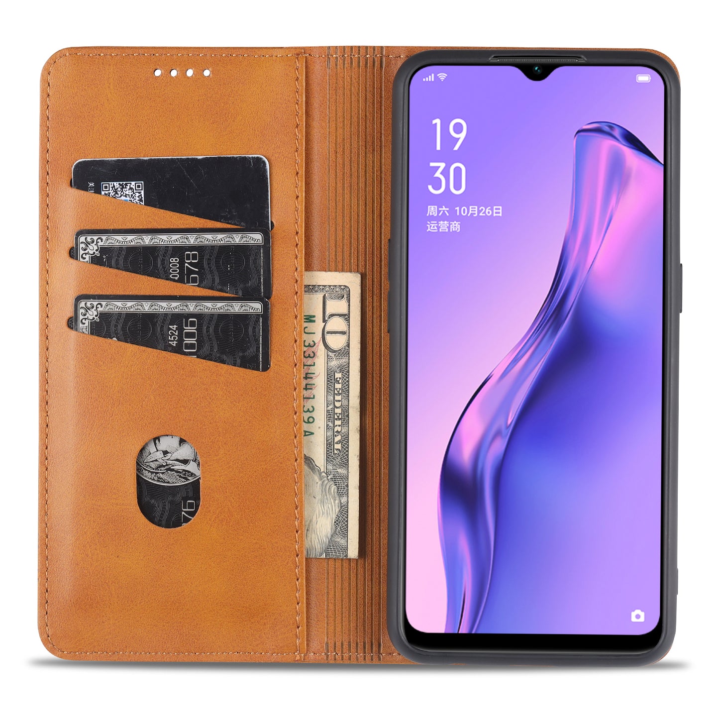 AZNS Auto-absorbed Leather Wallet Stand Case for OPPO A91