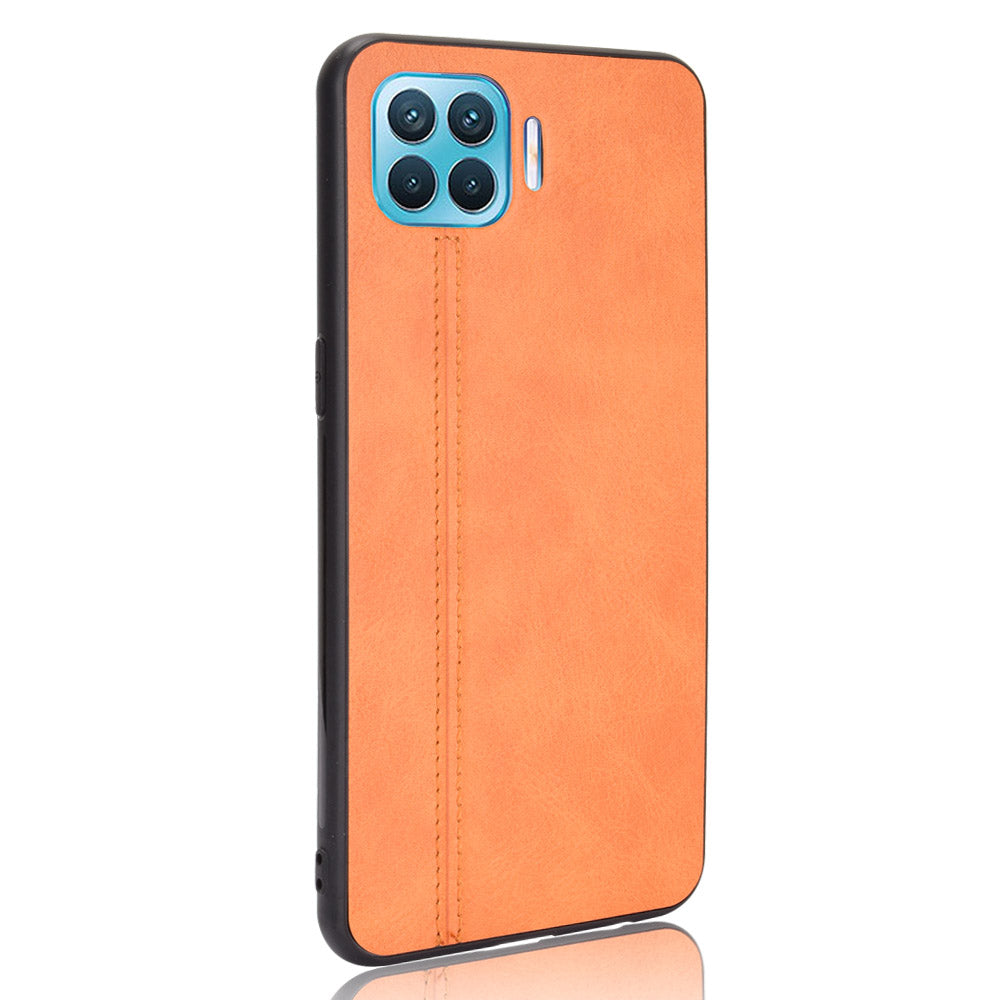 Stitching Design PC + TPU + PU Leather Hybrid Phone Case for Oppo F17 Pro/A93/Reno4 Lite