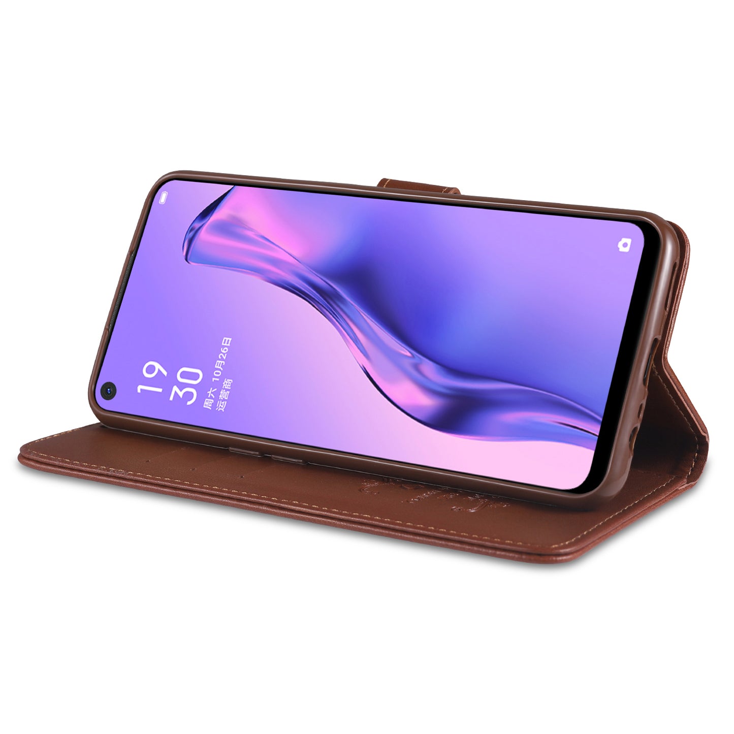 AZNS TPU + PU Leather Wallet Stand Phone Protective Case for Oppo A32 (2020)/A53 (2020)