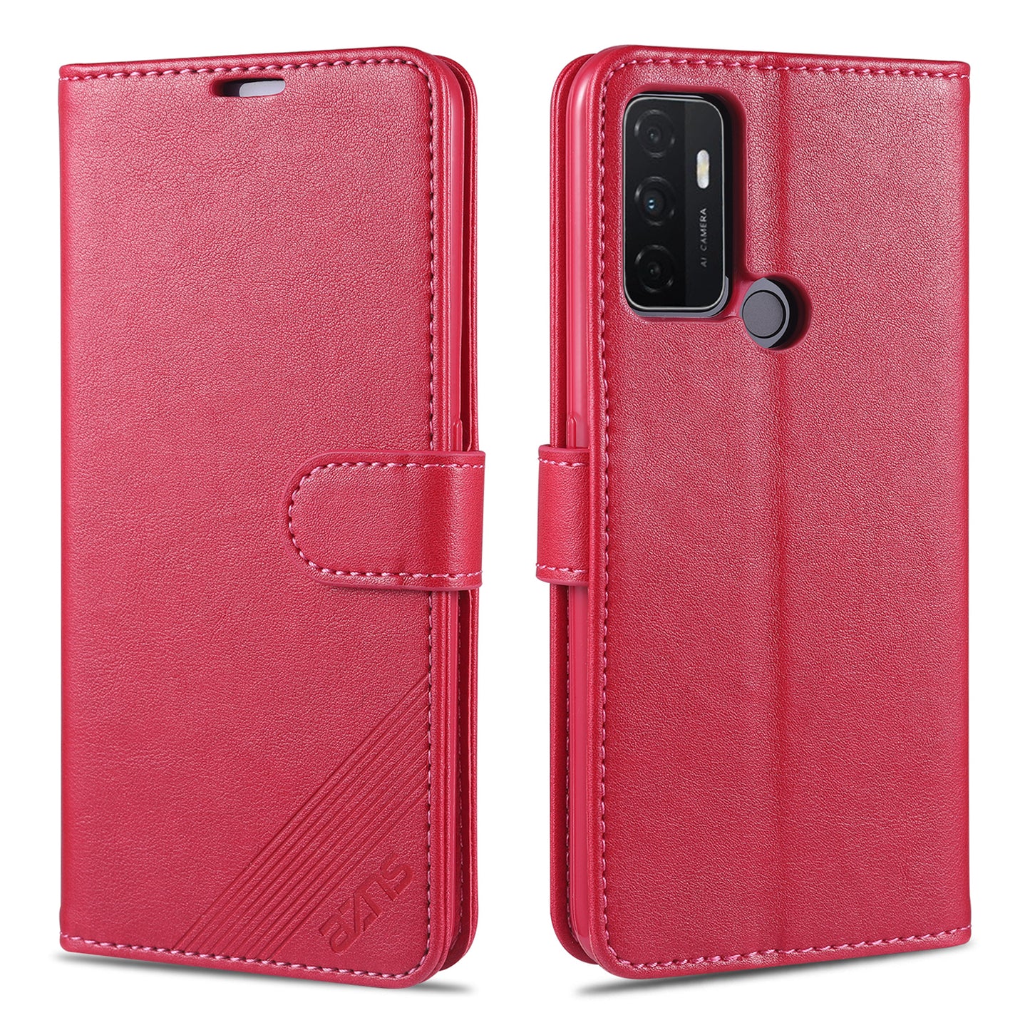 AZNS TPU + PU Leather Wallet Stand Phone Protective Case for Oppo A32 (2020)/A53 (2020)