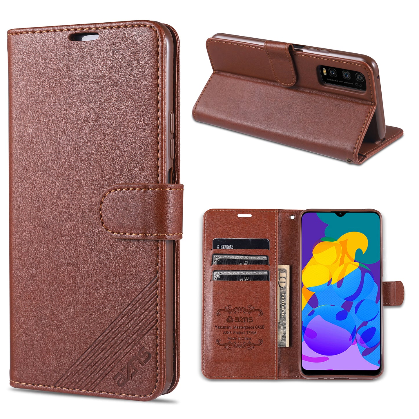 AZNS TPU + PU Leather Phone Protective Case for Vivo Y20/Y20i