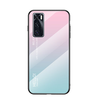 Tempered Glass Cell Phone Case with Gradient Pattern Painting for Vivo V20 SE