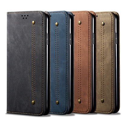 Leisure Style Jeans Cloth Texture Wallet Cell Phone Stand Leather Case for Vivo Y70 2020