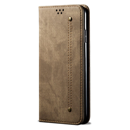 Leisure Style Jeans Cloth Texture Wallet Cell Phone Stand Leather Case for Vivo Y70 2020