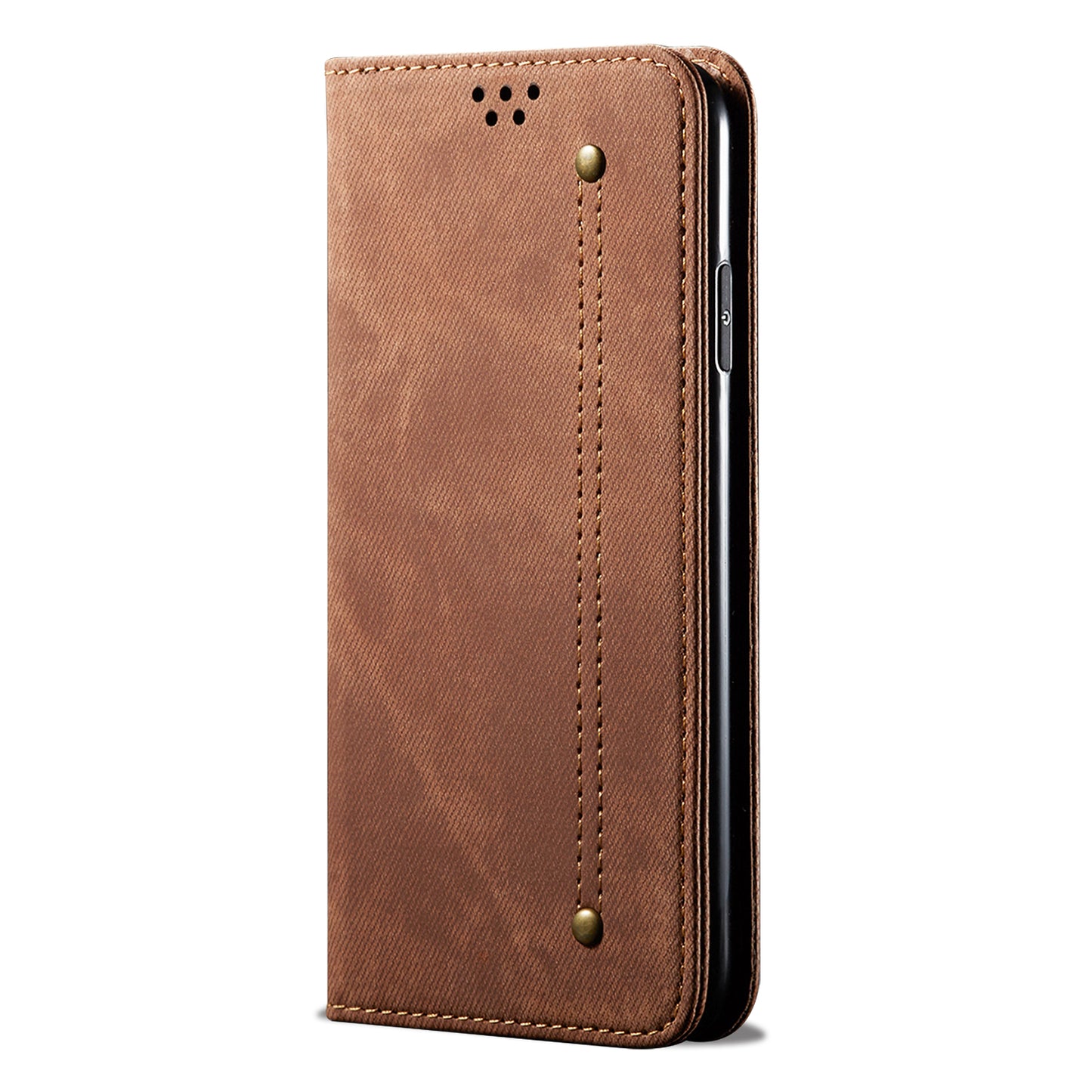 Leisure Style Jeans Cloth Texture Wallet Cell Phone Stand Leather Case for Vivo Y70 2020