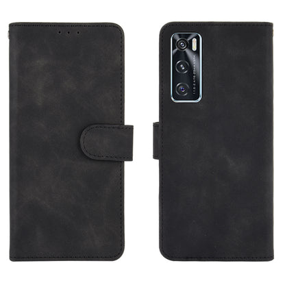 Skin-Feeling PU Leather Flip Phone Wallet Case with Wrist Strap for Vivo V20 SE/Y70 2020