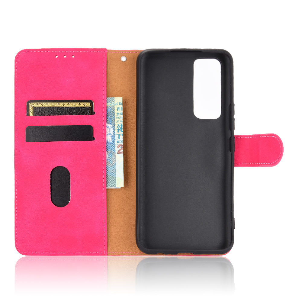 Skin-Feeling PU Leather Flip Phone Wallet Case with Wrist Strap for Vivo V20 SE/Y70 2020