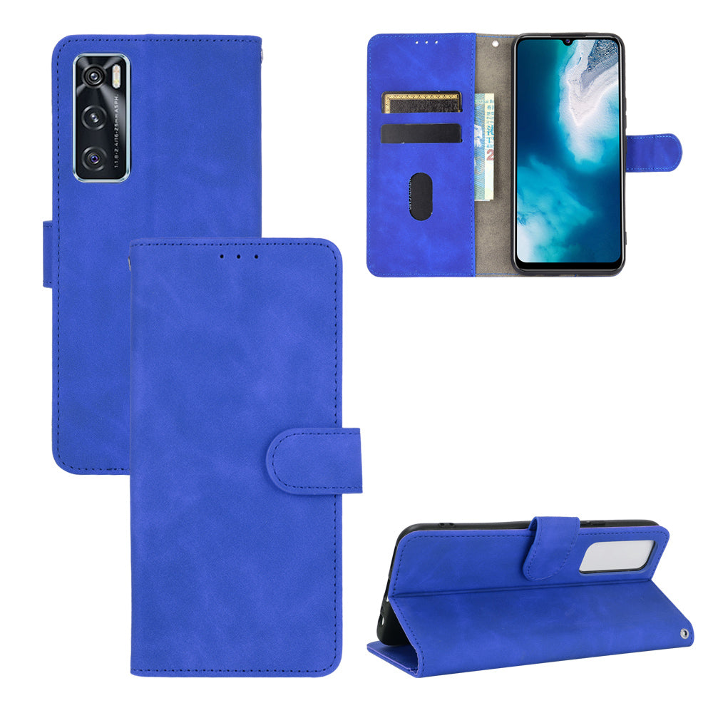 Skin-Feeling PU Leather Flip Phone Wallet Case with Wrist Strap for Vivo V20 SE/Y70 2020