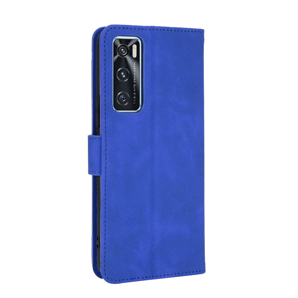 Skin-Feeling PU Leather Flip Phone Wallet Case with Wrist Strap for Vivo V20 SE/Y70 2020