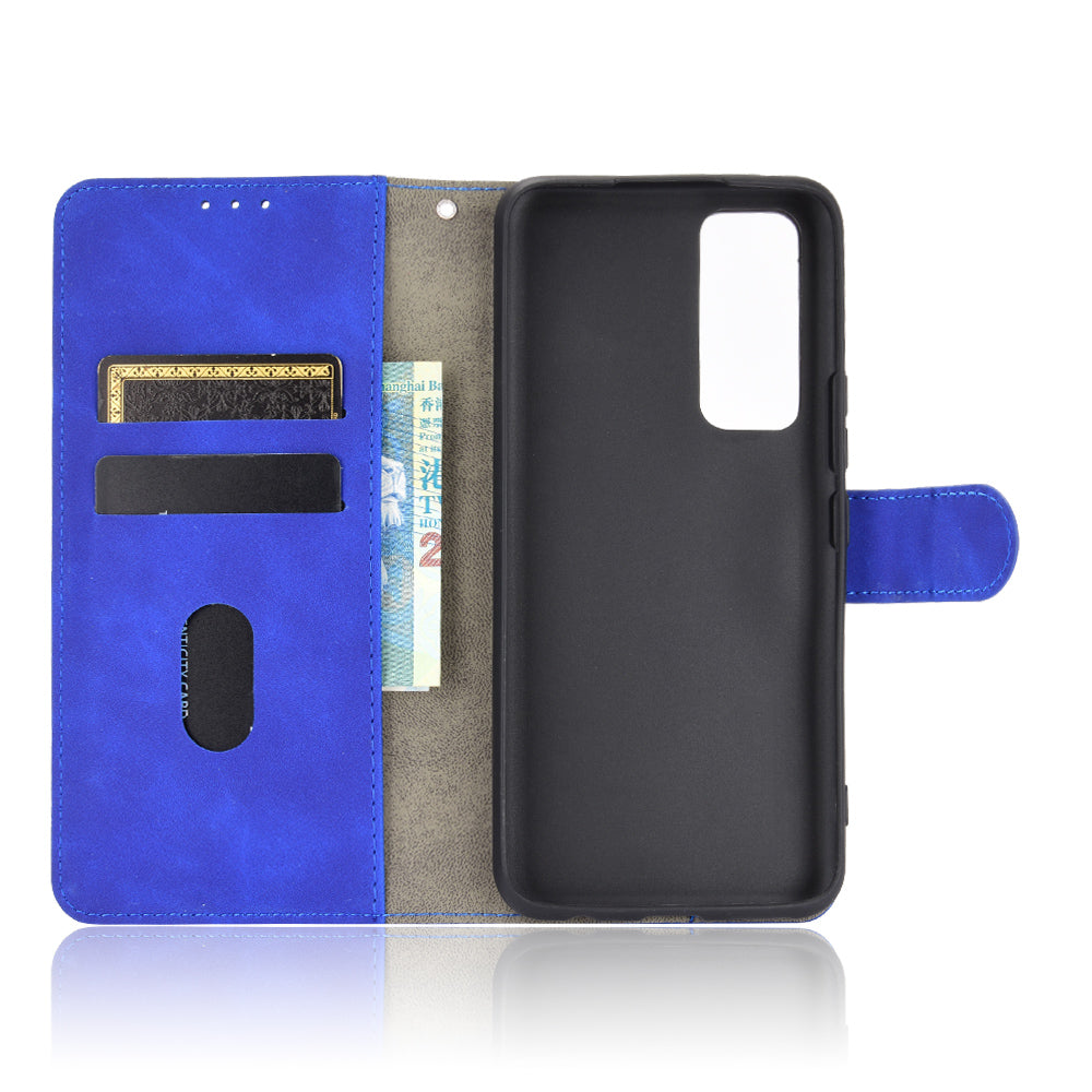 Skin-Feeling PU Leather Flip Phone Wallet Case with Wrist Strap for Vivo V20 SE/Y70 2020