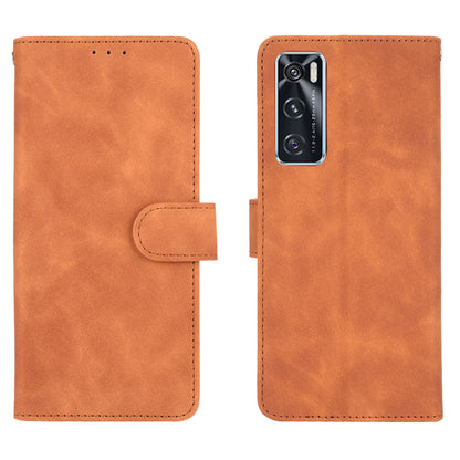 Skin-Feeling PU Leather Flip Phone Wallet Case with Wrist Strap for Vivo V20 SE/Y70 2020