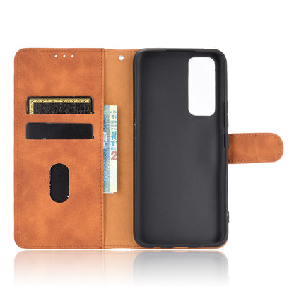 Skin-Feeling PU Leather Flip Phone Wallet Case with Wrist Strap for Vivo V20 SE/Y70 2020