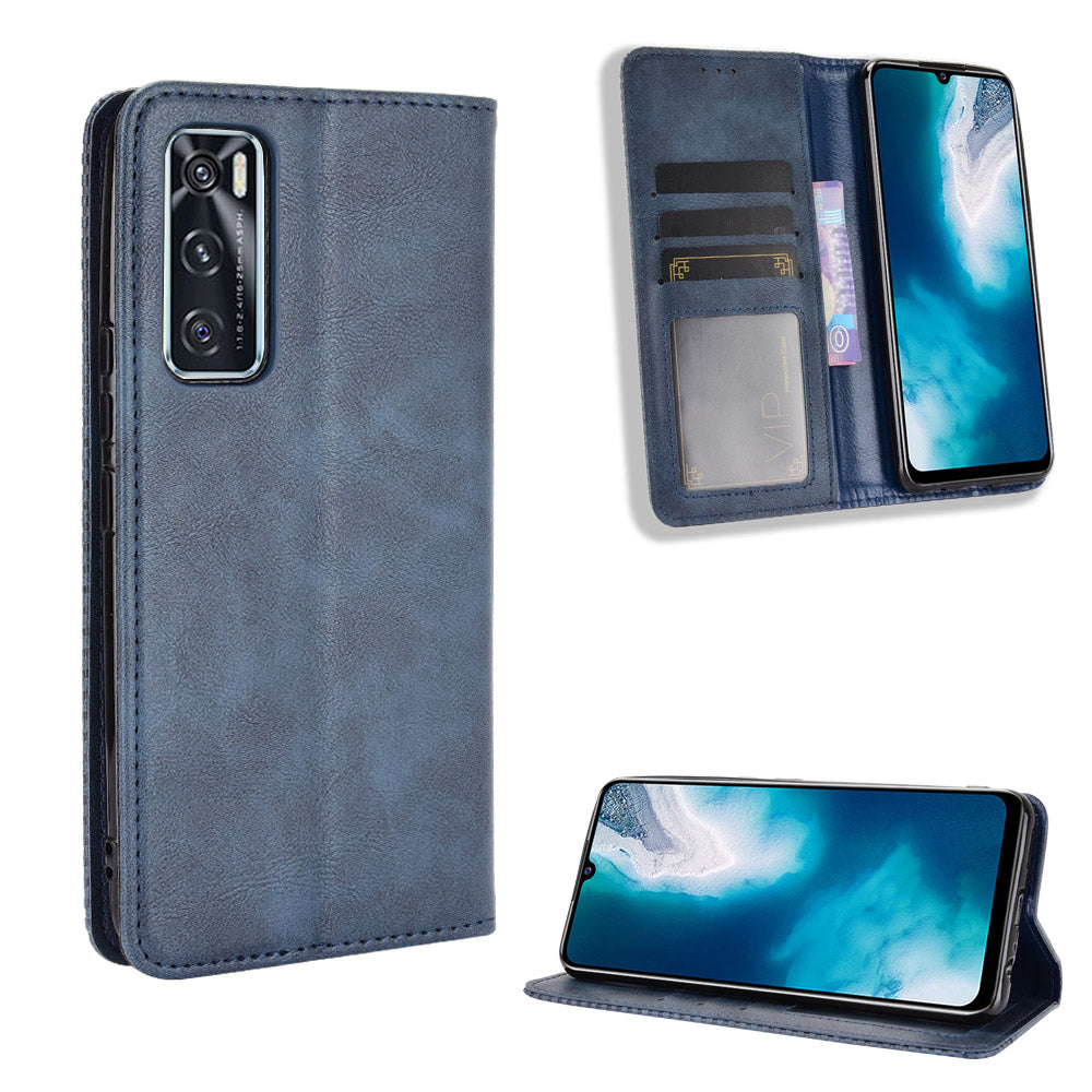 Magnetic Vintage Style Phone Case Wallet Stand Leather Cover for vivo V20 SE / vivo Y70 2020