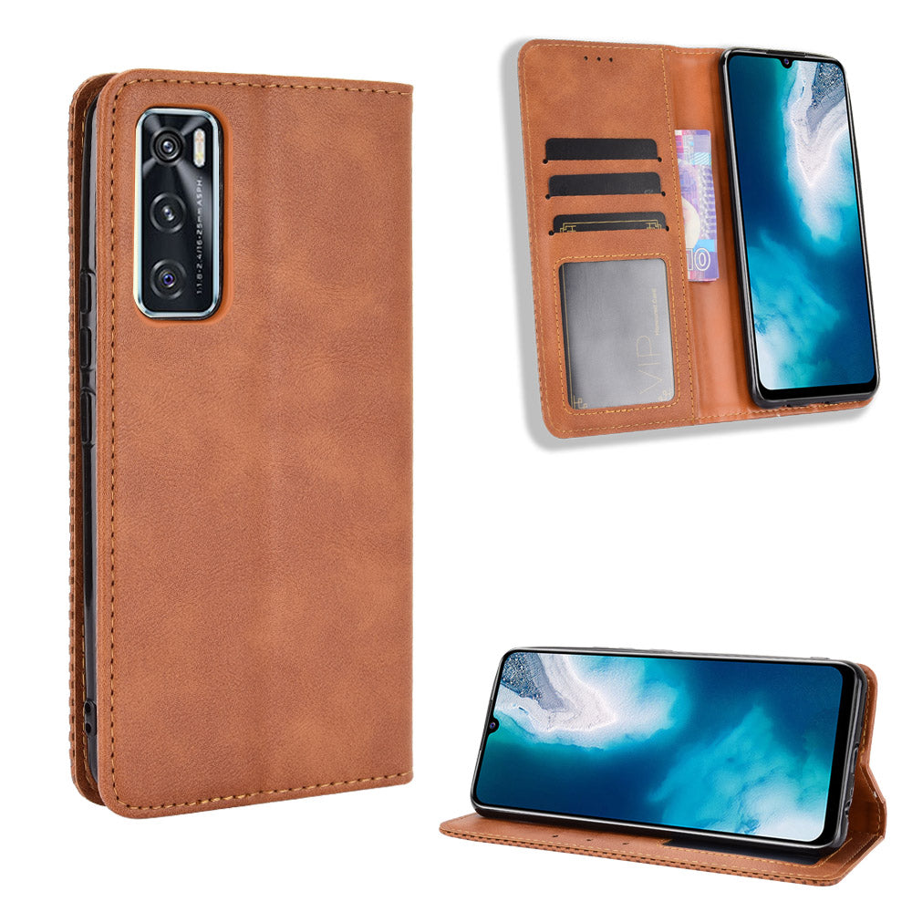 Magnetic Vintage Style Phone Case Wallet Stand Leather Cover for vivo V20 SE / vivo Y70 2020