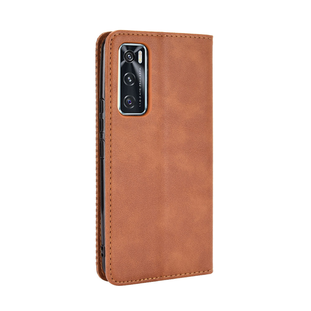 Magnetic Vintage Style Phone Case Wallet Stand Leather Cover for vivo V20 SE / vivo Y70 2020