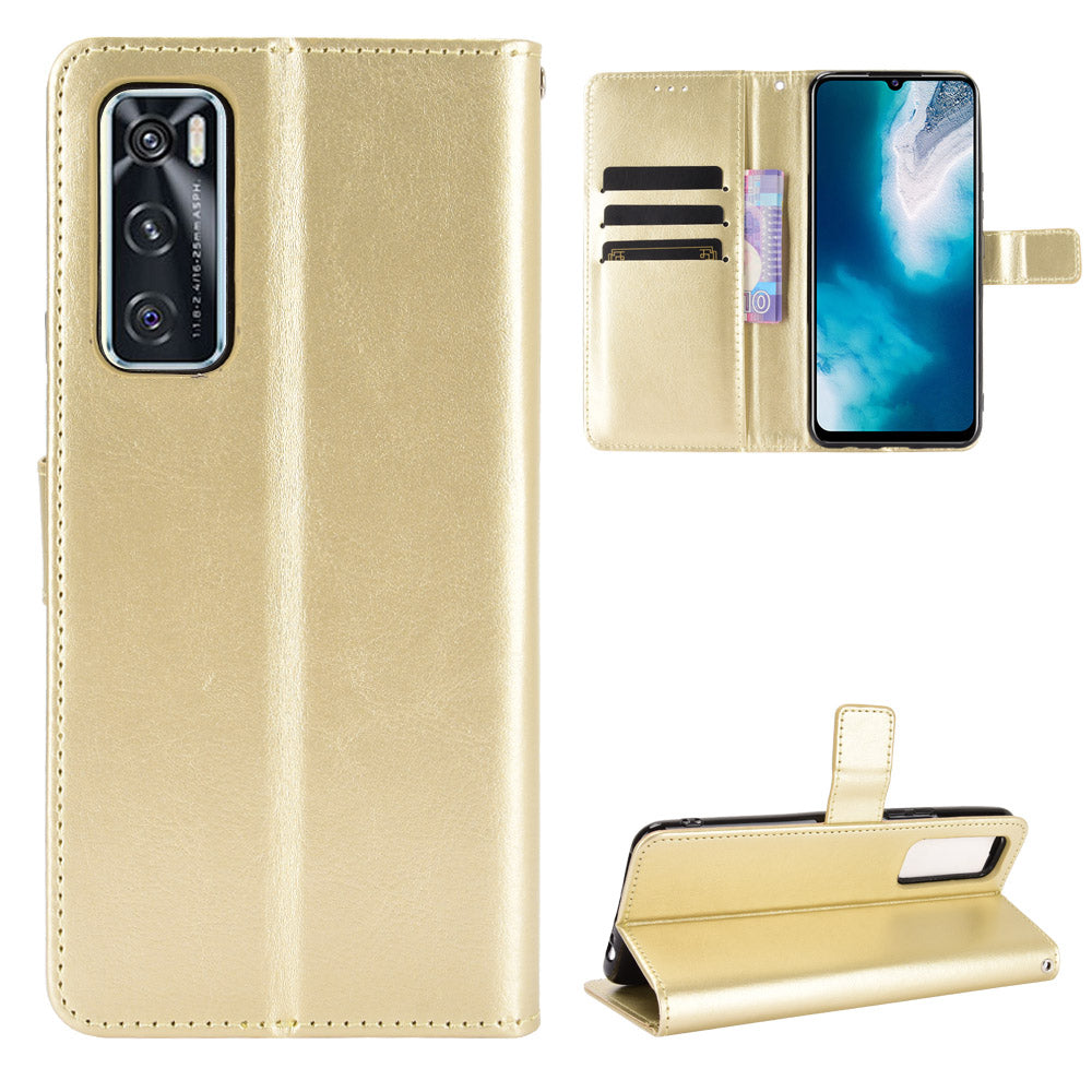 Crazy Horse Wallet Stand Leather Shell with Strap for vivo V20 SE / vivo Y70 2020