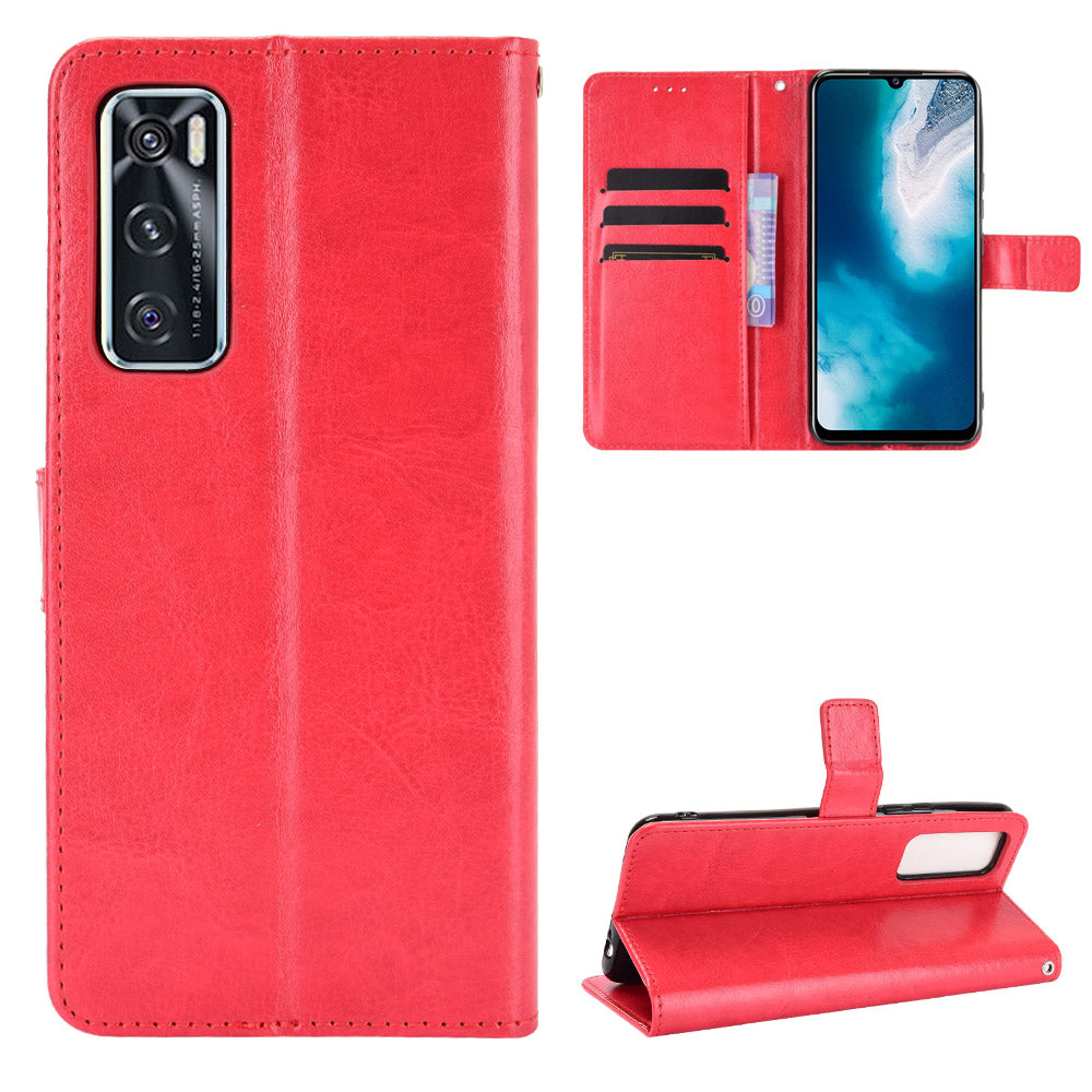 Crazy Horse Wallet Stand Leather Shell with Strap for vivo V20 SE / vivo Y70 2020