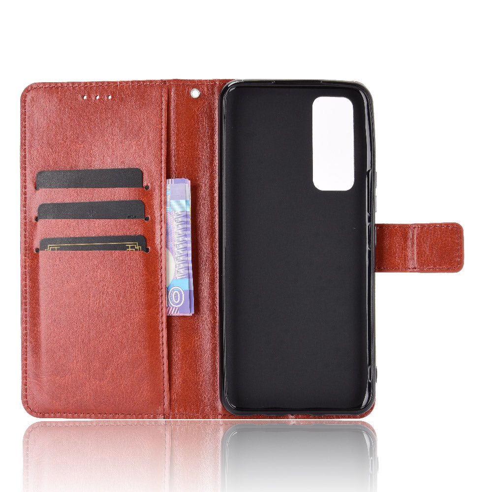 Crazy Horse Wallet Stand Leather Shell with Strap for vivo V20 SE / vivo Y70 2020