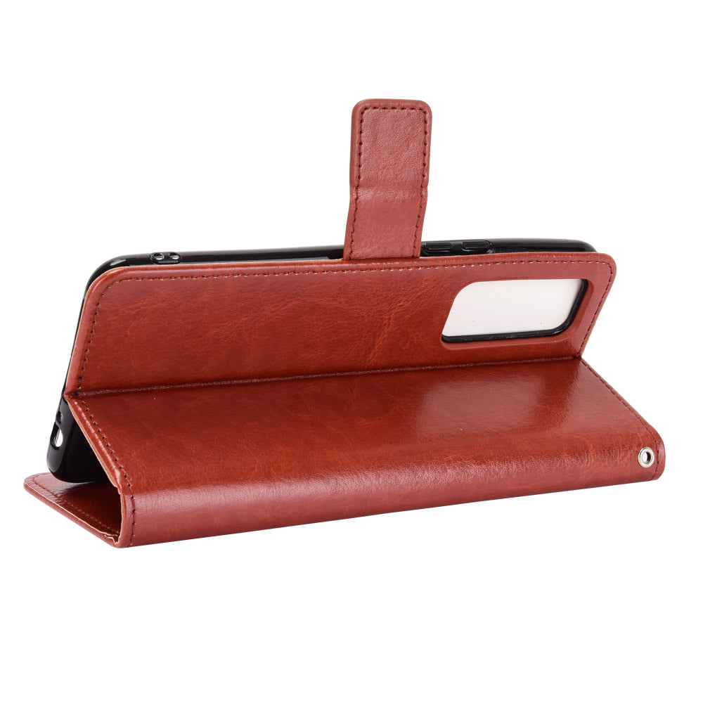 Crazy Horse Wallet Stand Leather Shell with Strap for vivo V20 SE / vivo Y70 2020