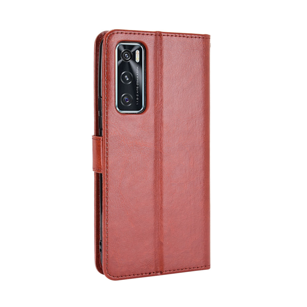 Crazy Horse Wallet Stand Leather Shell with Strap for vivo V20 SE / vivo Y70 2020