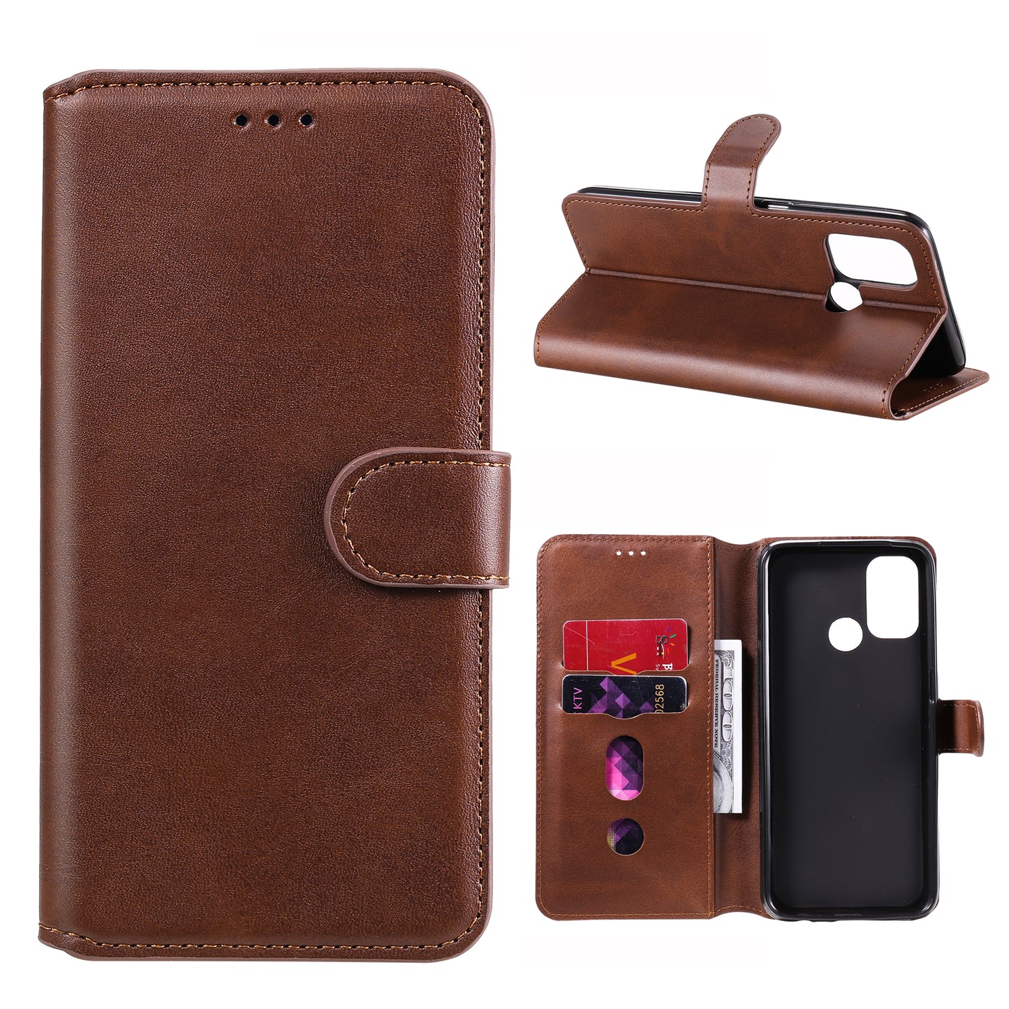 Classic Style Magnetic Clasp Wallet + Stand Flip Leather Phone Case for Oppo A32 (2020)/A53(2020)/Oppo A53s