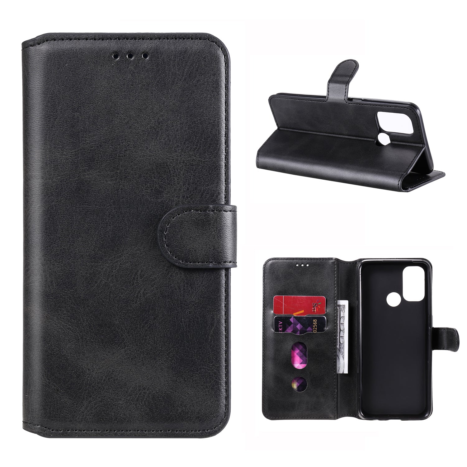 Classic Style Magnetic Clasp Wallet + Stand Flip Leather Phone Case for Oppo A32 (2020)/A53(2020)/Oppo A53s