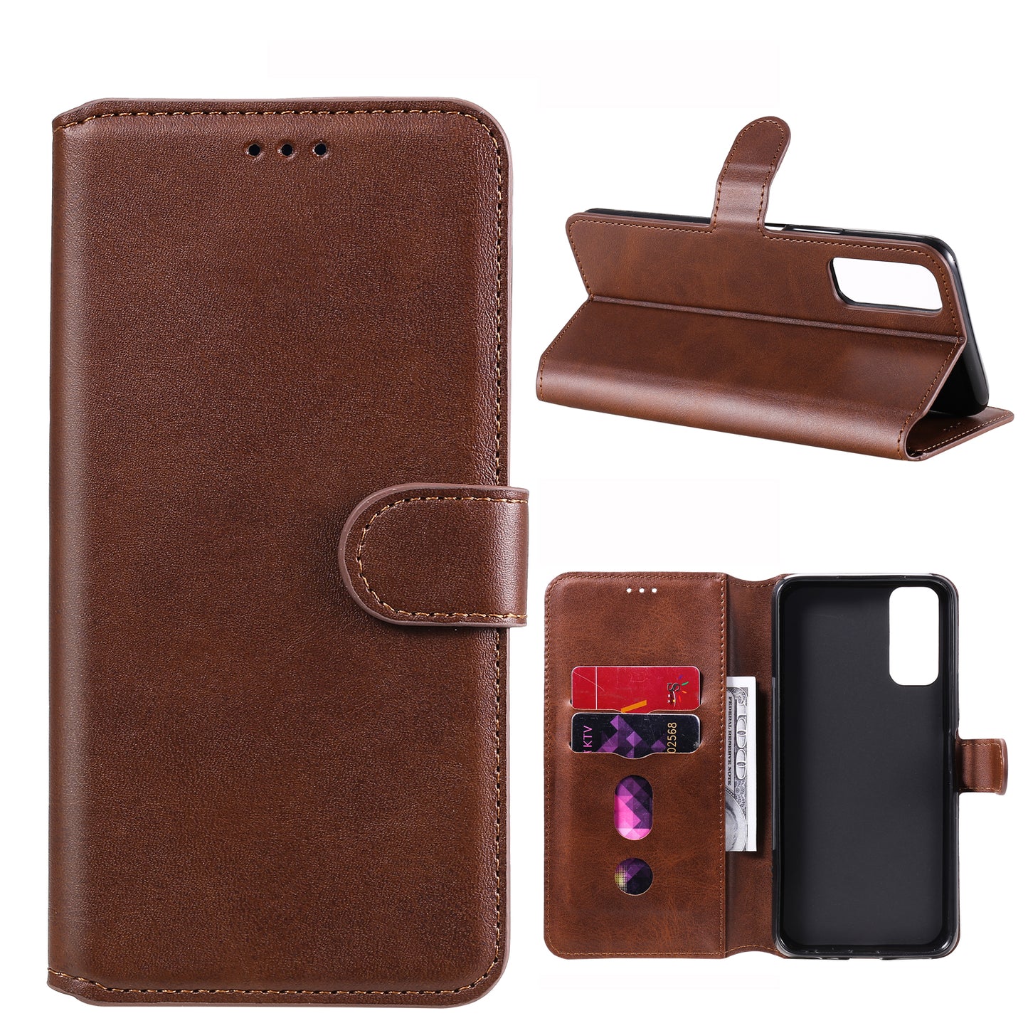 Classic Style TPU Edge + PU Leather Flip Phone Case with Wallet + Stand for Vivo Y20s/ Y20/ Y20i/ Y11s/ iQOO U1x/ Y30 (China)