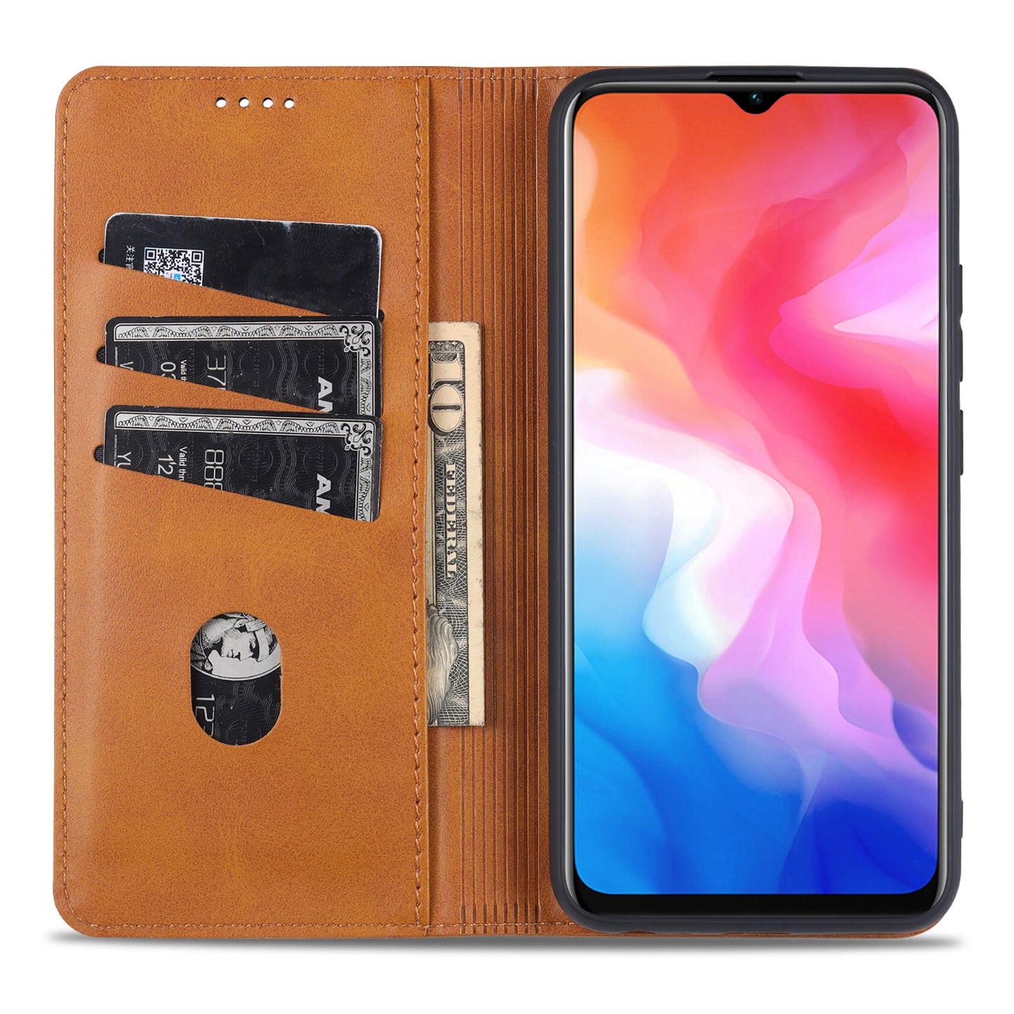 AZNS Automatic Absorbed TPU + PU Leather Mobile Phone Cover with Wallet and Stand for Vivo Y3s/Y17