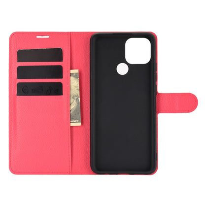 Litchi Skin Wallet Design Leather Phone Protective Cover Shell with Stand for OPPO A15