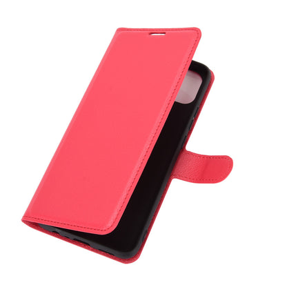 Litchi Skin Wallet Design Leather Phone Protective Cover Shell with Stand for OPPO A15