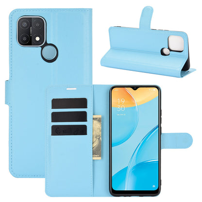 Litchi Skin Wallet Design Leather Phone Protective Cover Shell with Stand for OPPO A15