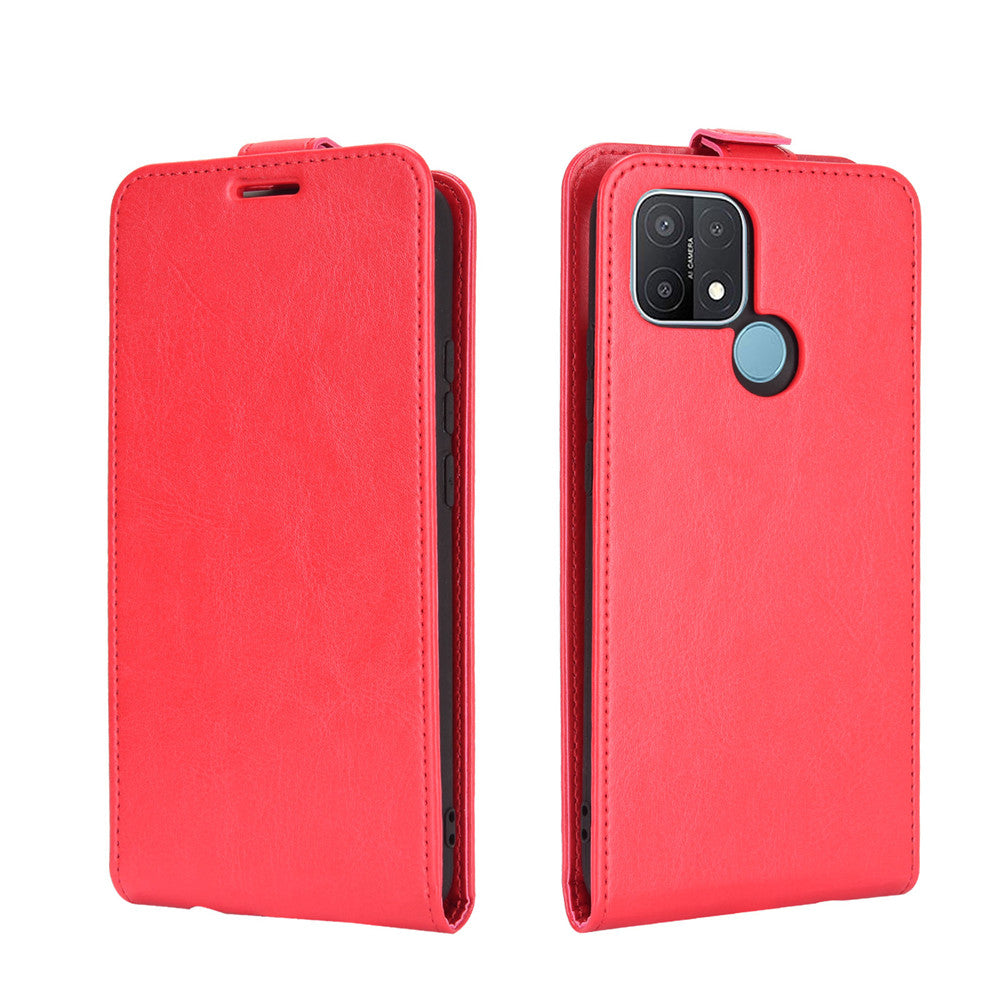 Vertical Flip Crazy Horse Texture Leather Case with Card Holder for OPPO A15