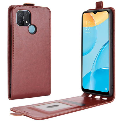 Vertical Flip Crazy Horse Texture Leather Case with Card Holder for OPPO A15