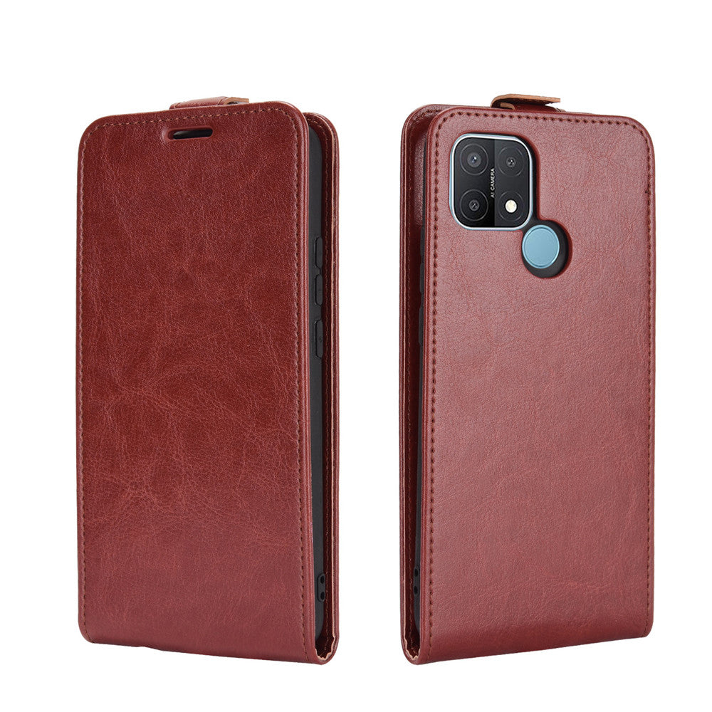 Vertical Flip Crazy Horse Texture Leather Case with Card Holder for OPPO A15