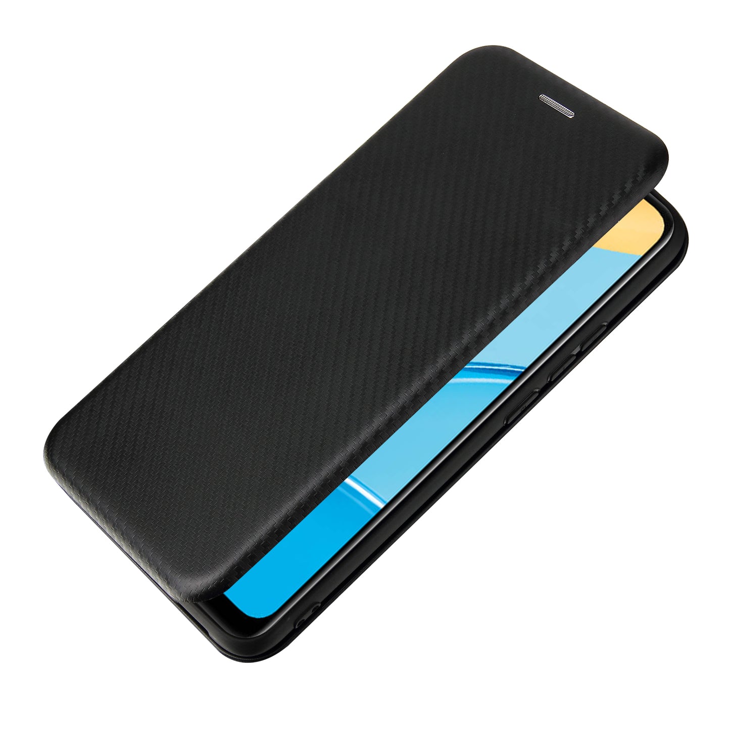 Carbon Fiber Texture Auto-absorbed Leather Protector for OPPO A15 Stand Shell