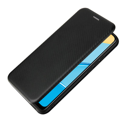 Carbon Fiber Texture Auto-absorbed Leather Protector for OPPO A15 Stand Shell