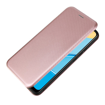 Carbon Fiber Texture Auto-absorbed Leather Protector for OPPO A15 Stand Shell