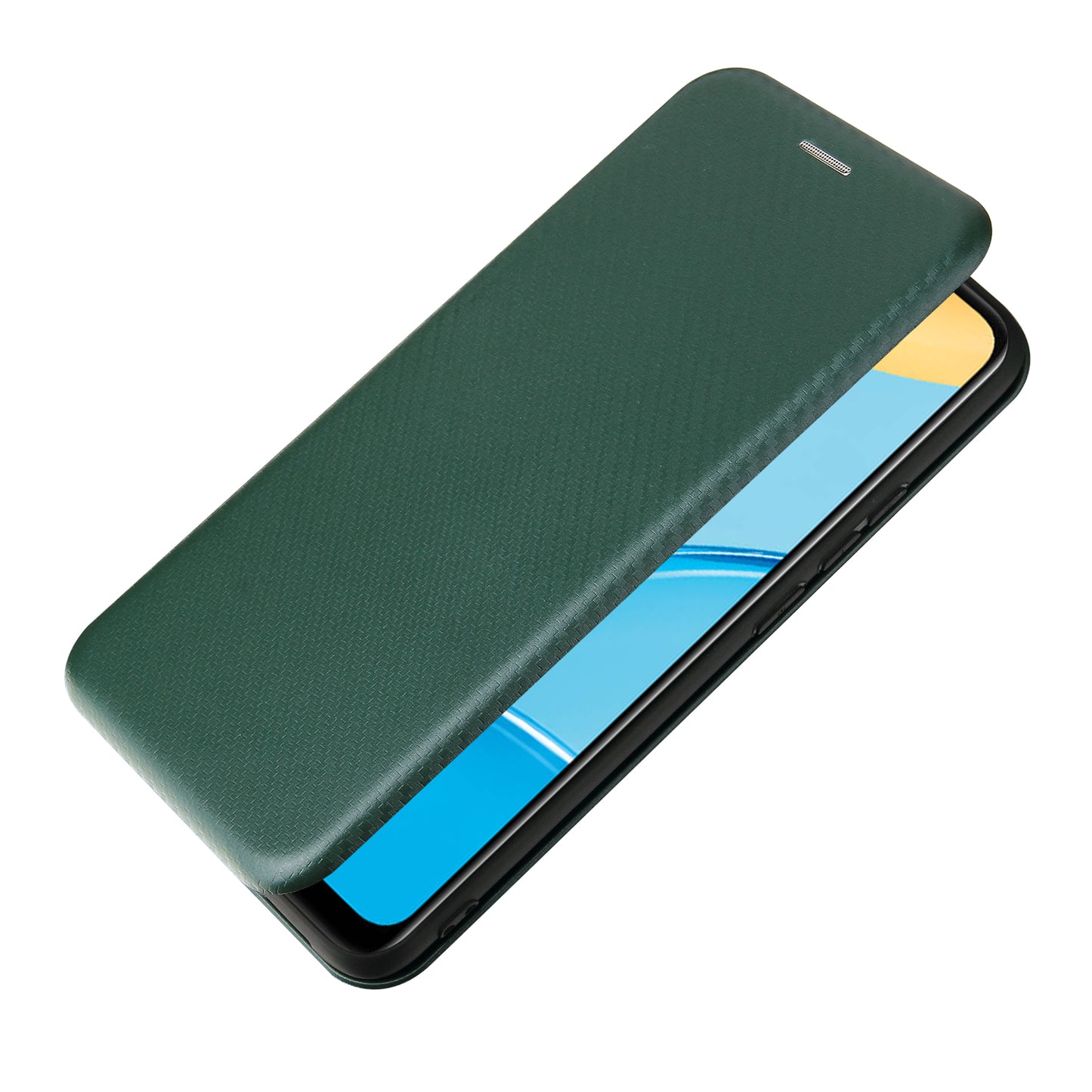 Carbon Fiber Texture Auto-absorbed Leather Protector for OPPO A15 Stand Shell