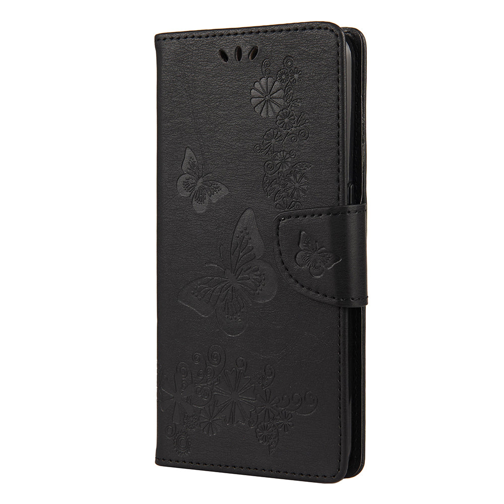 Imprint Butterfly Pattern Leather Wallet Phone Shell for Oppo A53s