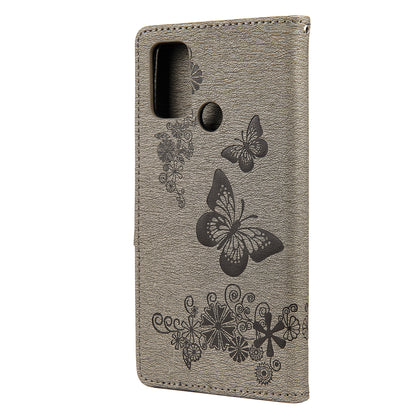 Imprint Butterfly Pattern Leather Wallet Phone Shell for Oppo A53s