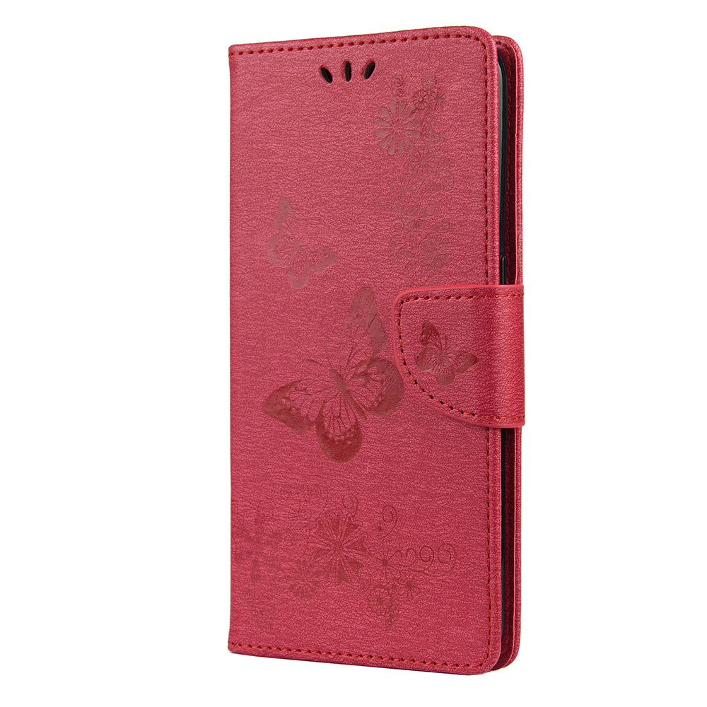 Imprint Butterfly Pattern Leather Wallet Phone Shell for Oppo A53s