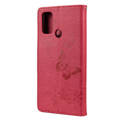 Imprint Butterfly Pattern Leather Wallet Phone Shell for Oppo A53s