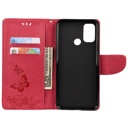 Imprint Butterfly Pattern Leather Wallet Phone Shell for Oppo A53s