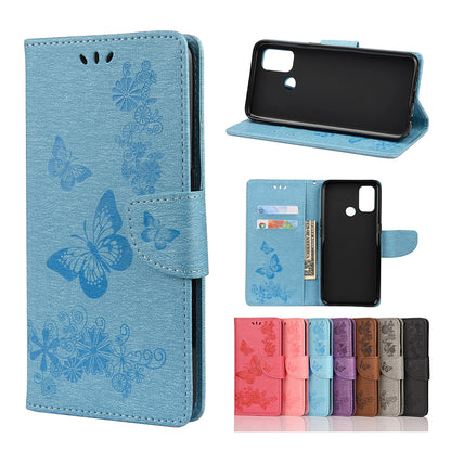 Imprint Butterfly Pattern Leather Wallet Phone Shell for Oppo A53s