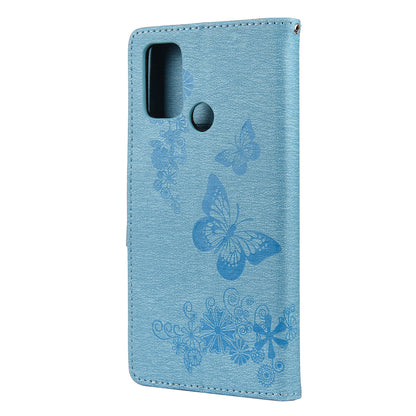 Imprint Butterfly Pattern Leather Wallet Phone Shell for Oppo A53s