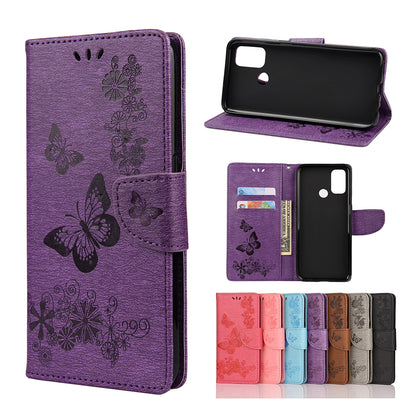 Imprint Butterfly Pattern Leather Wallet Phone Shell for Oppo A53s