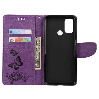 Imprint Butterfly Pattern Leather Wallet Phone Shell for Oppo A53s