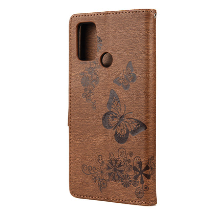 Imprint Butterfly Pattern Leather Wallet Phone Shell for Oppo A53s